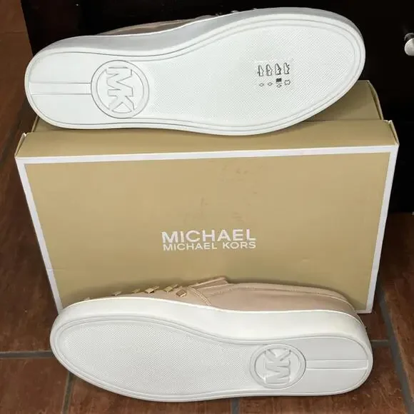 Michael Kors Women's Rose Slip On Sneakers With Golden Studs Size 10M NIB - Picture 8 of 10